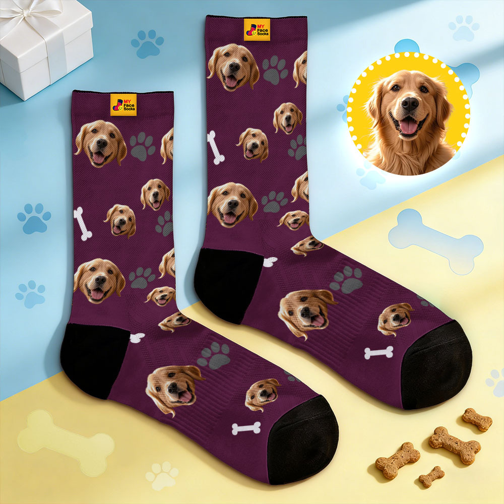 Custom Cute Pet Theme Face Socks Personalized Pet Lover Gift Socks with Photo - MyFaceSocksAU