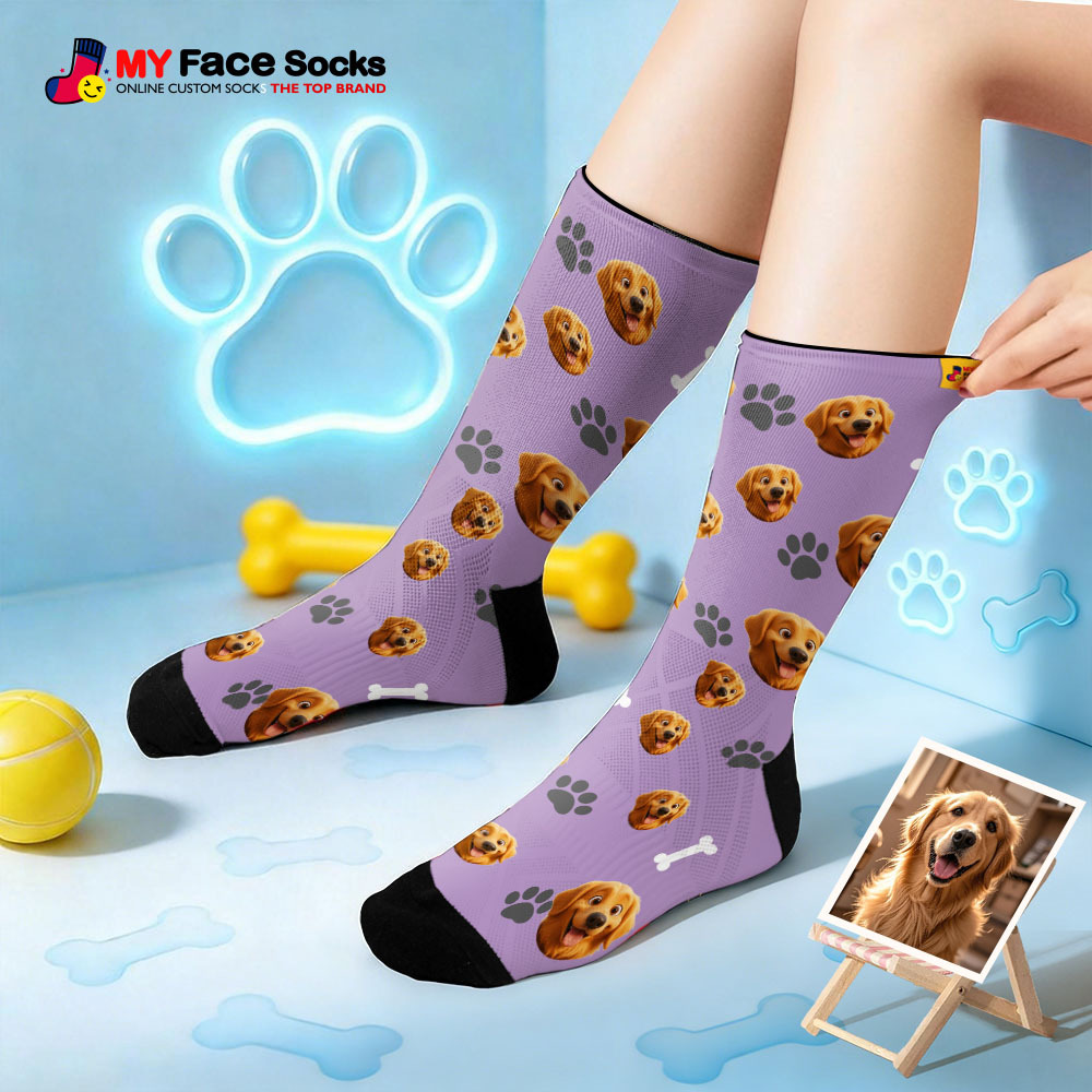 Custom Cute Pet Theme Face Socks Personalized Pet Lover Gift Socks with Photo - MyFaceSocksAU