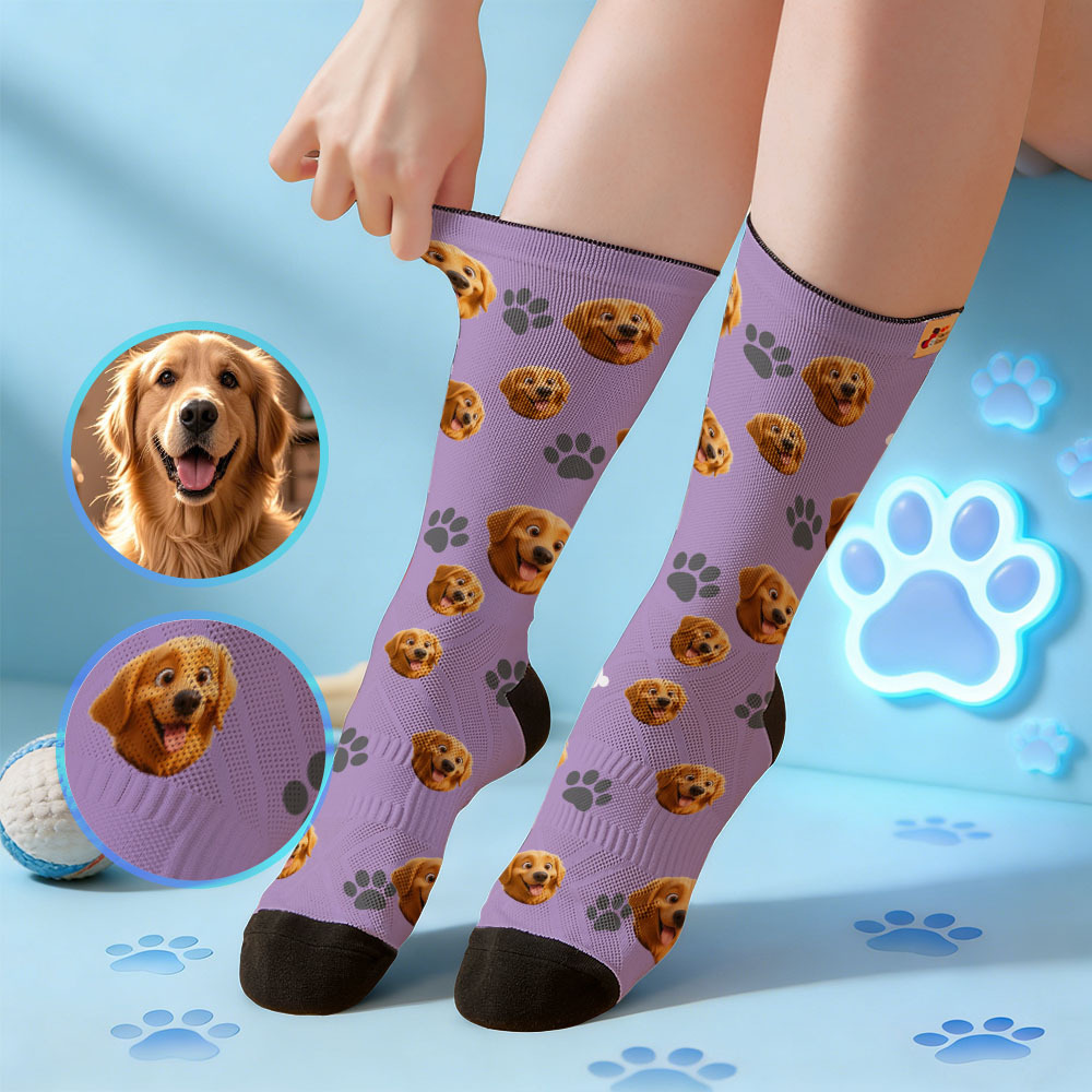 Custom Cute Pet Theme Face Socks Personalized Pet Lover Gift Socks with Photo - MyFaceSocksAU
