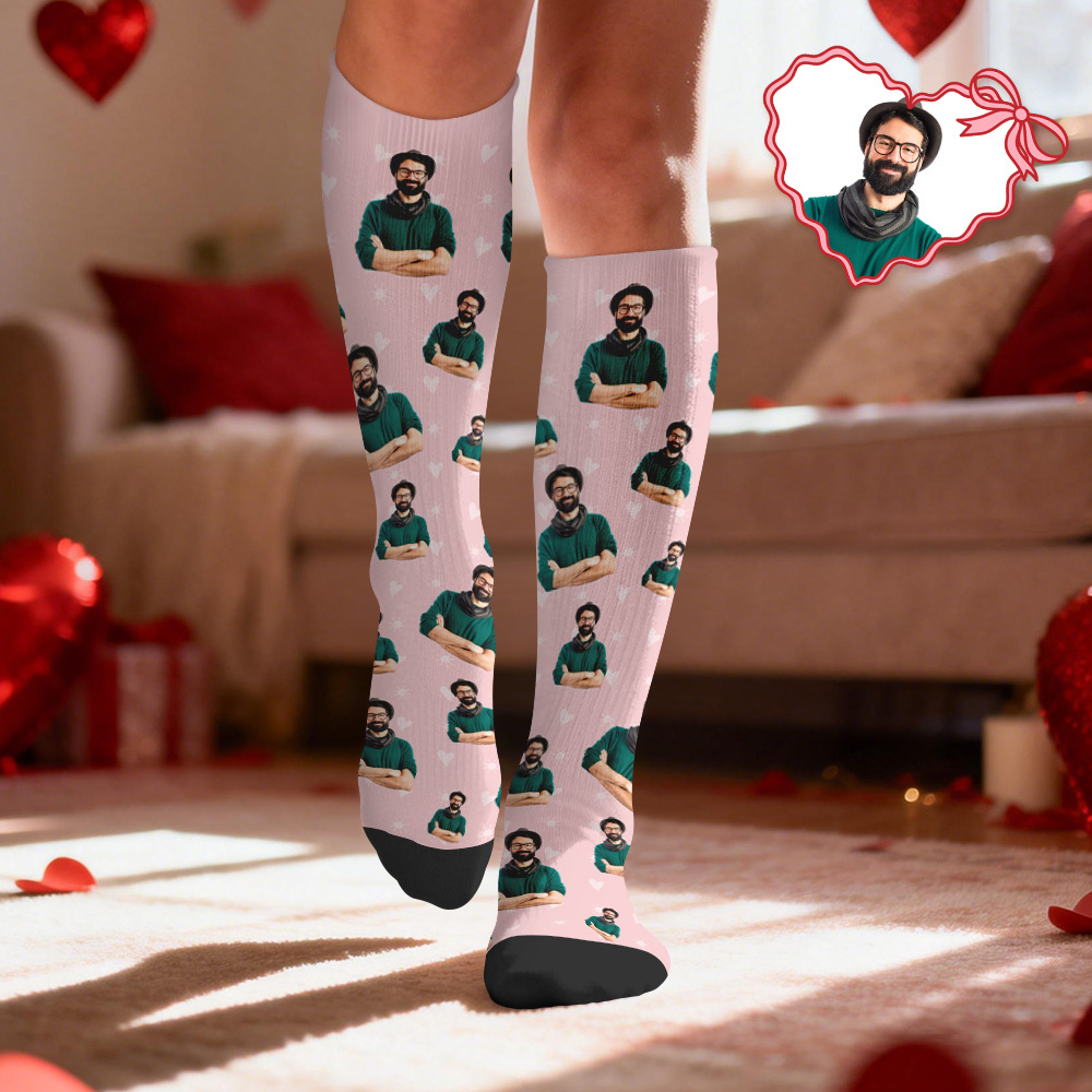 Custom Cute Pet Face Compression Socks Personalized Knee-High Socks with Photo Gift for Pet Lover - MyFaceSocksAU