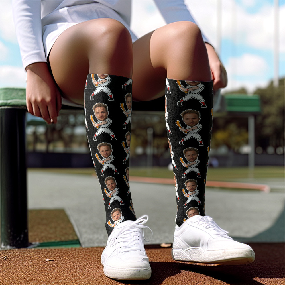 Custom Face Compression Socks Personalized Knee-High Socks Sport Theme Knee-High Socks Gift For Sportsman - MyFaceSocksAU
