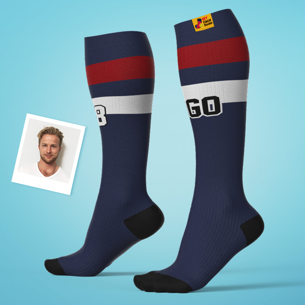 Custom Face Compression Socks Personalized Knee-High Socks Sport Theme Knee-High Socks Gift For Sportsman - MyFaceSocksAU