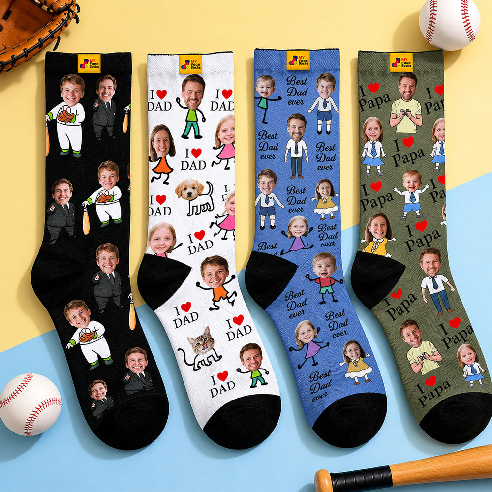Personalized Socks with Faces Custom Funny Photo Socks for Dad, Father's Day Gift - MyFaceSocksAU