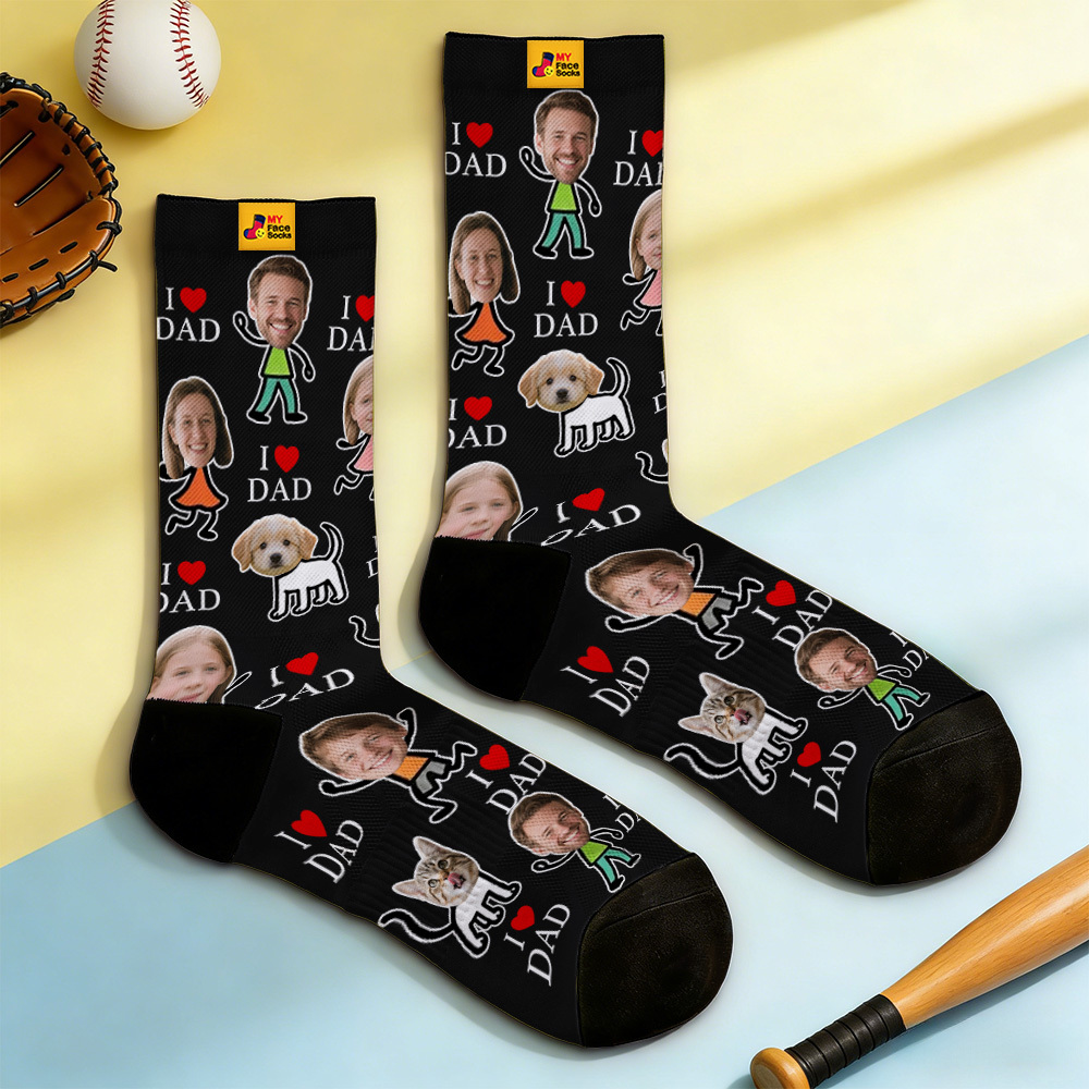 Personalized Socks with Faces Custom Funny Photo Socks for Dad, Father's Day Gift - MyFaceSocksAU