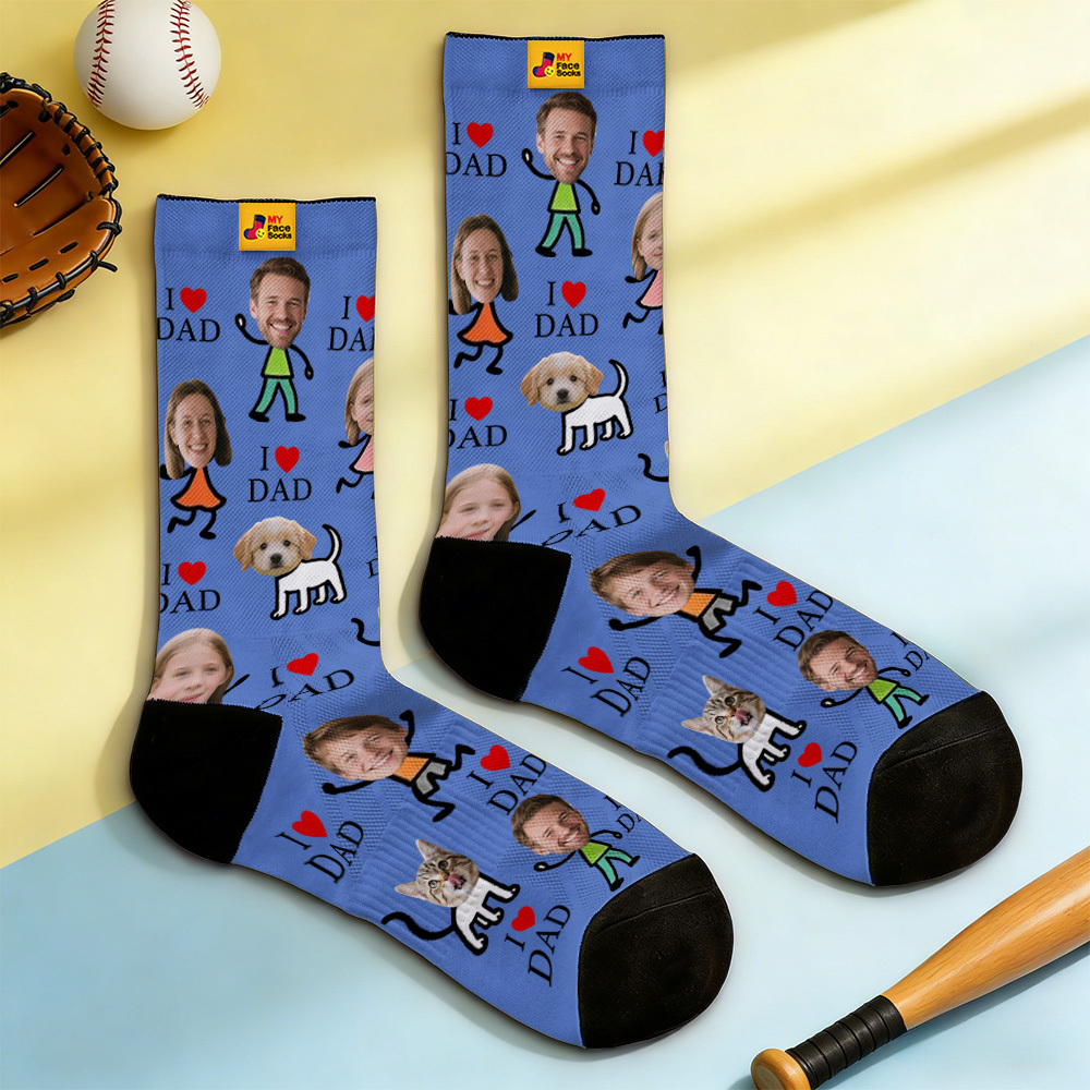 Personalized Socks with Faces Custom Funny Photo Socks for Dad, Father's Day Gift - MyFaceSocksAU