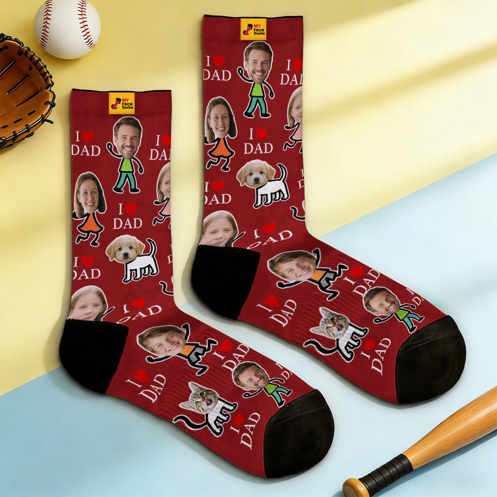 Personalized Socks with Faces Custom Funny Photo Socks for Dad, Father's Day Gift - MyFaceSocksAU
