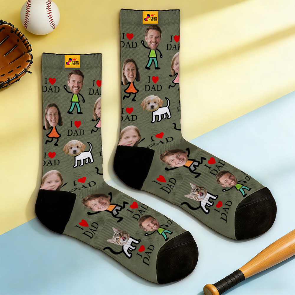 Personalized Socks with Faces Custom Funny Photo Socks for Dad, Father's Day Gift - MyFaceSocksAU