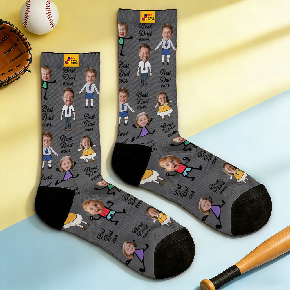 Personalized Socks with Faces Custom Funny Photo Socks for Dad, Father's Day Gift - MyFaceSocksAU