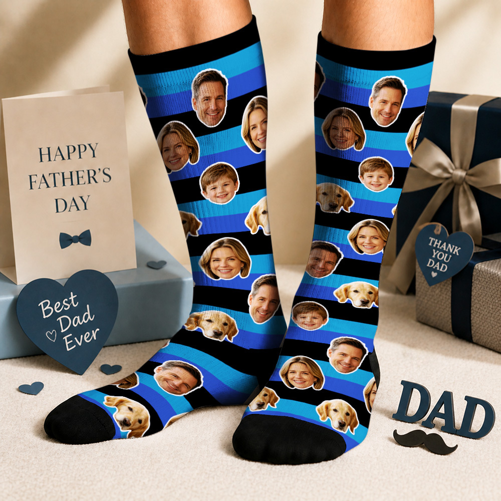 Custom Photo Knee-high Socks Socks for Dog Mom, Personalized Printed Socks with Your Own Photo, Novelty Socks Gift for Men, Funny Socks with Girl's Face