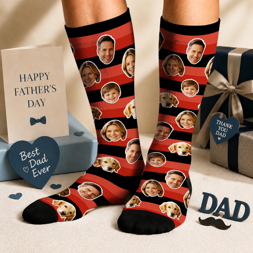 Custom Photo Knee-high Socks Socks for Dog Mom, Personalized Printed Socks with Your Own Photo, Novelty Socks Gift for Men, Funny Socks with Girl's Face