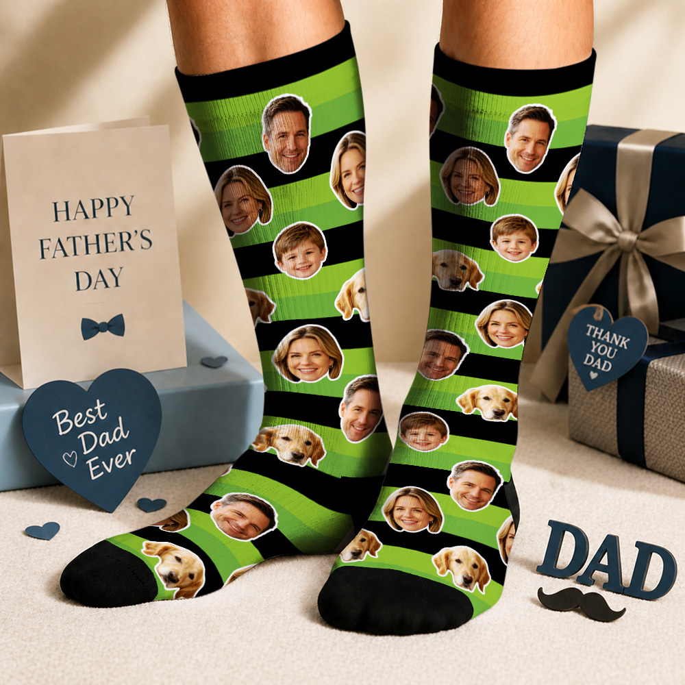 Custom Photo Knee-high Socks Socks for Dog Mom, Personalized Printed Socks with Your Own Photo, Novelty Socks Gift for Men, Funny Socks with Girl's Face