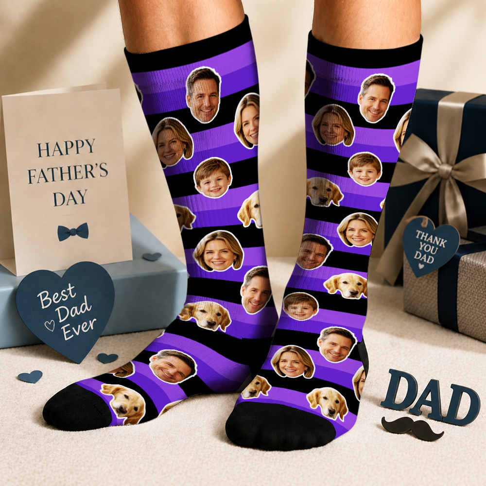 Custom Photo Knee-high Socks Socks for Dog Mom, Personalized Printed Socks with Your Own Photo, Novelty Socks Gift for Men, Funny Socks with Girl's Face