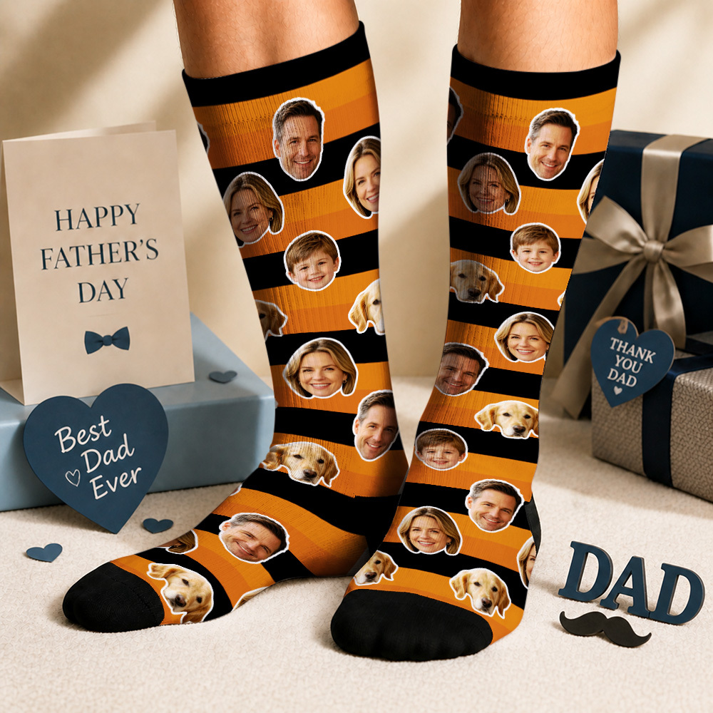Custom Photo Knee-high Socks Socks for Dog Mom, Personalized Printed Socks with Your Own Photo, Novelty Socks Gift for Men, Funny Socks with Girl's Face