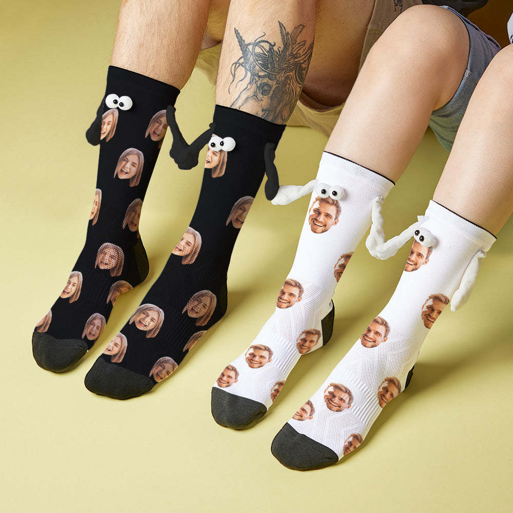 Custom Face Socks Magnetic Holding Hands Suction Funny Holding Hands Socks Lovely Socks for Couple Halloween Gift - MyFaceSocksAU