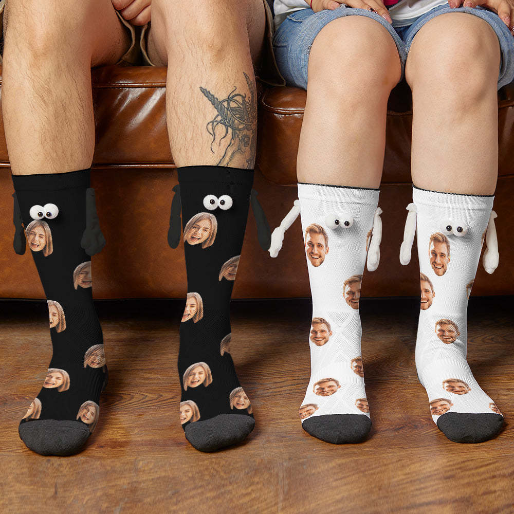 Custom Face Socks Magnetic Holding Hands Suction Funny Holding Hands Socks Lovely Socks for Couple Halloween Gift - MyFaceSocksAU