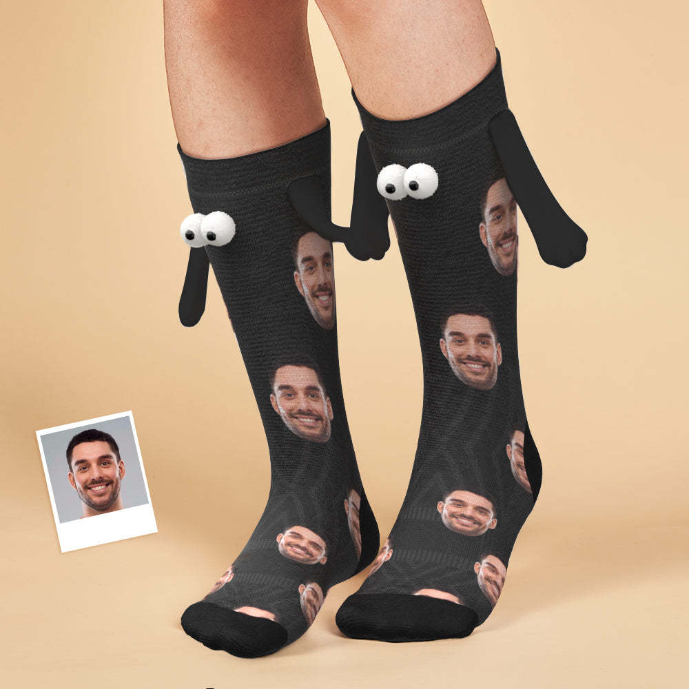 Custom Face Socks Magnetic Holding Hands Suction Funny Holding Hands Socks Lovely Socks for Couple Halloween Gift - MyFaceSocksAU