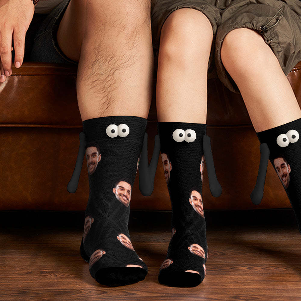 Custom Face Socks Magnetic Holding Hands Suction Funny Holding Hands Socks Lovely Socks for Couple Halloween Gift - MyFaceSocksAU
