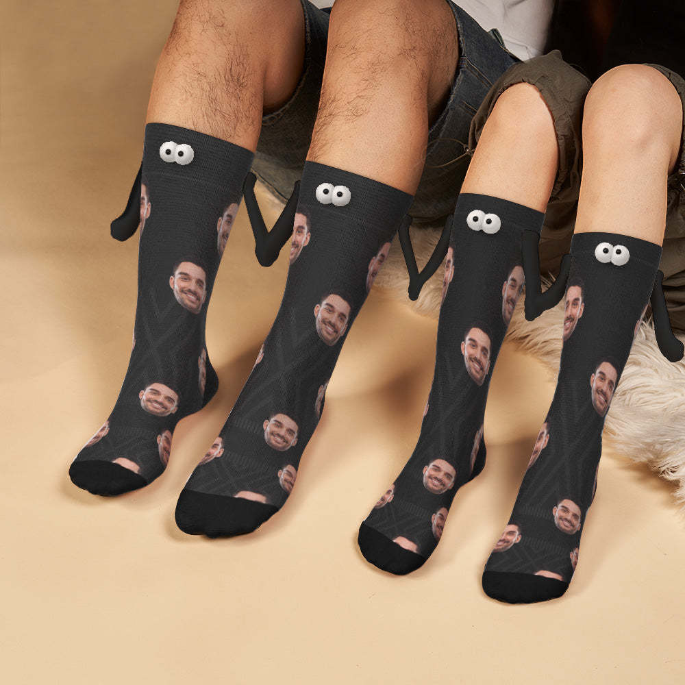 Custom Face Socks Magnetic Holding Hands Suction Funny Holding Hands Socks Lovely Socks for Couple Halloween Gift - MyFaceSocksAU