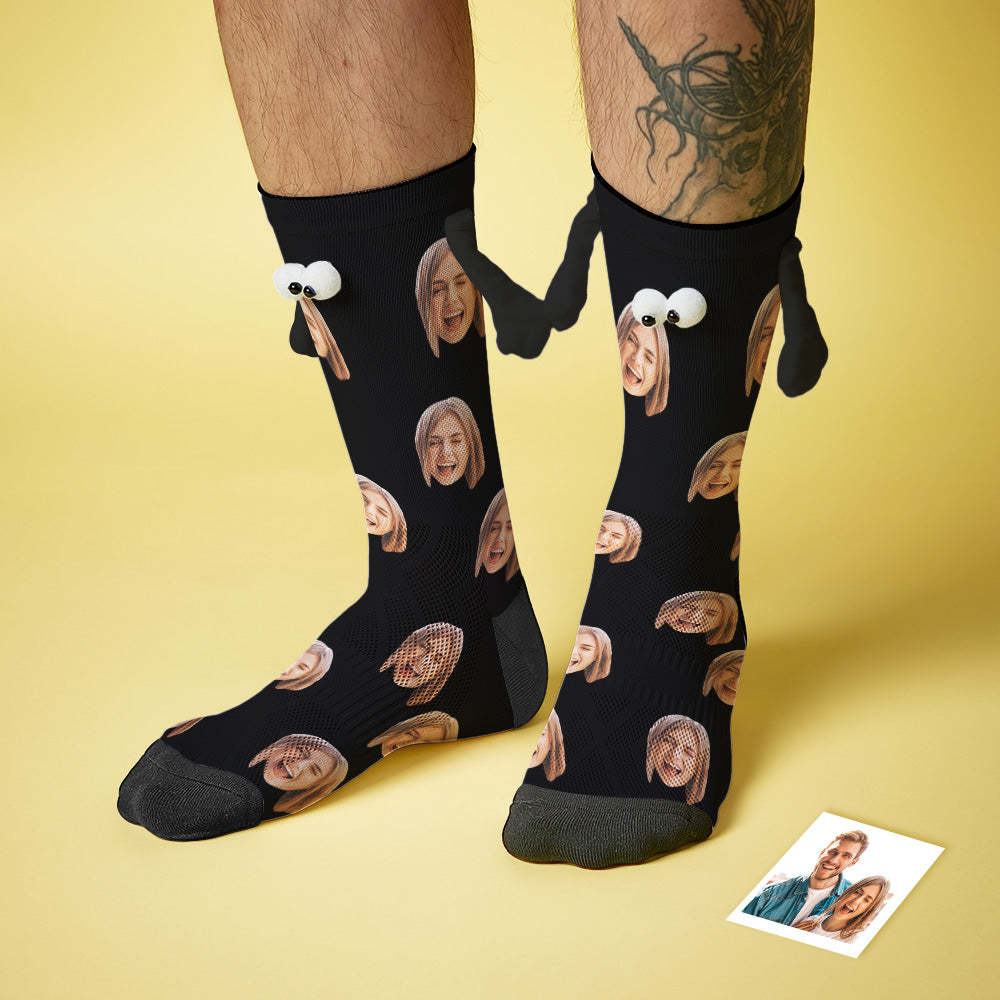 Custom Face Socks Magnetic Holding Hands Suction Funny Holding Hands Socks Lovely Socks for Couple Halloween Gift - MyFaceSocksAU