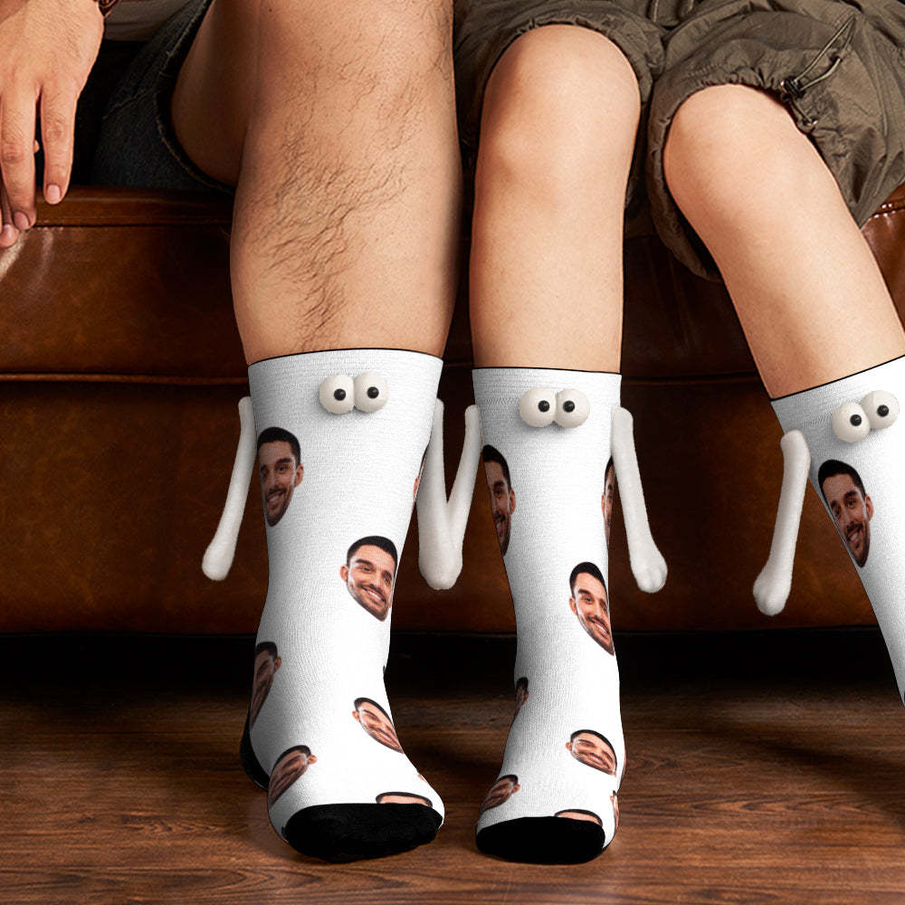 Custom Face Socks Magnetic Holding Hands Suction Funny Holding Hands Socks Lovely Socks for Couple Halloween Gift - MyFaceSocksAU