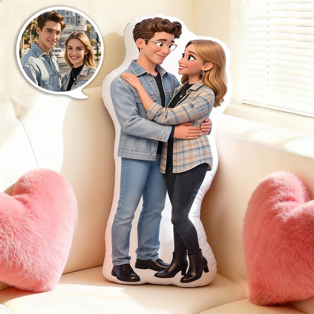 Custom Couple Face Pillow Personalized Photo Text Love Pillow Best Girlfriend Minime Pillow  Minime Doll Anime Style Valentine's Day Gifts - MyFaceSocksAU