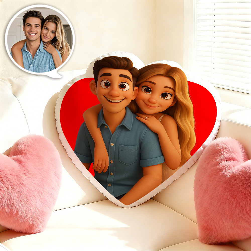 Custom Couple Face Pillow Personalized Photo Pillow Best Girlfriend Minime Pillow  Minime Doll Anime Style Valentine's Day Gifts