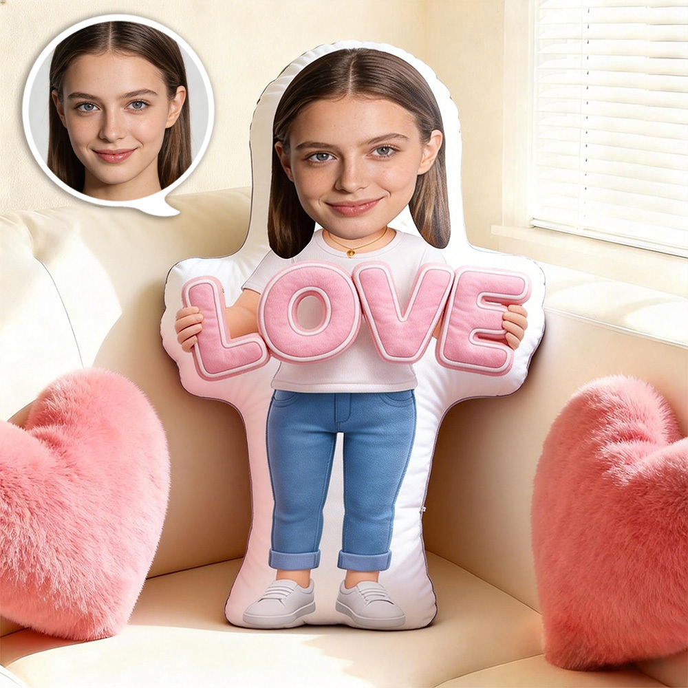 Custom Couple Face Pillow Personalized Photo Text Love Pillow Best Girlfriend Minime Pillow  Minime Doll Anime Style Valentine's Day Gifts - MyFaceSocksAU
