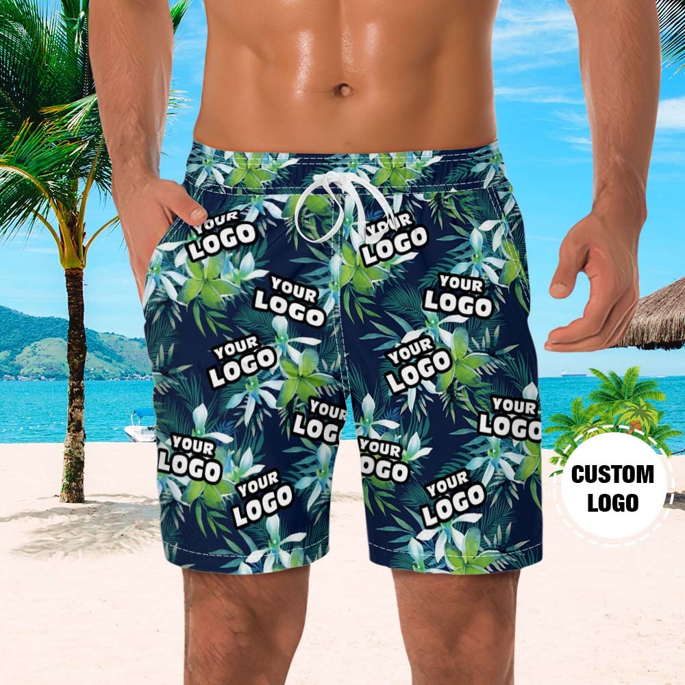 Men's Custom Face Beach Trunks Photo Shorts - Coconut tree