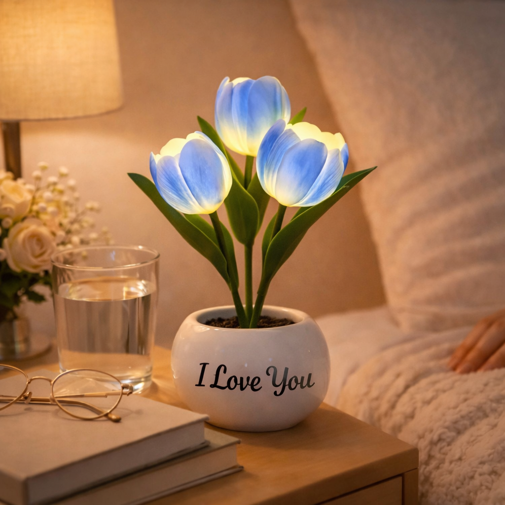 Personalized LED Tulip Night Light with 3 Power Modes Romantic Artificial Bloom Lamp, Unique Mother’s Day Gift for Mom - MyFaceSocksAU