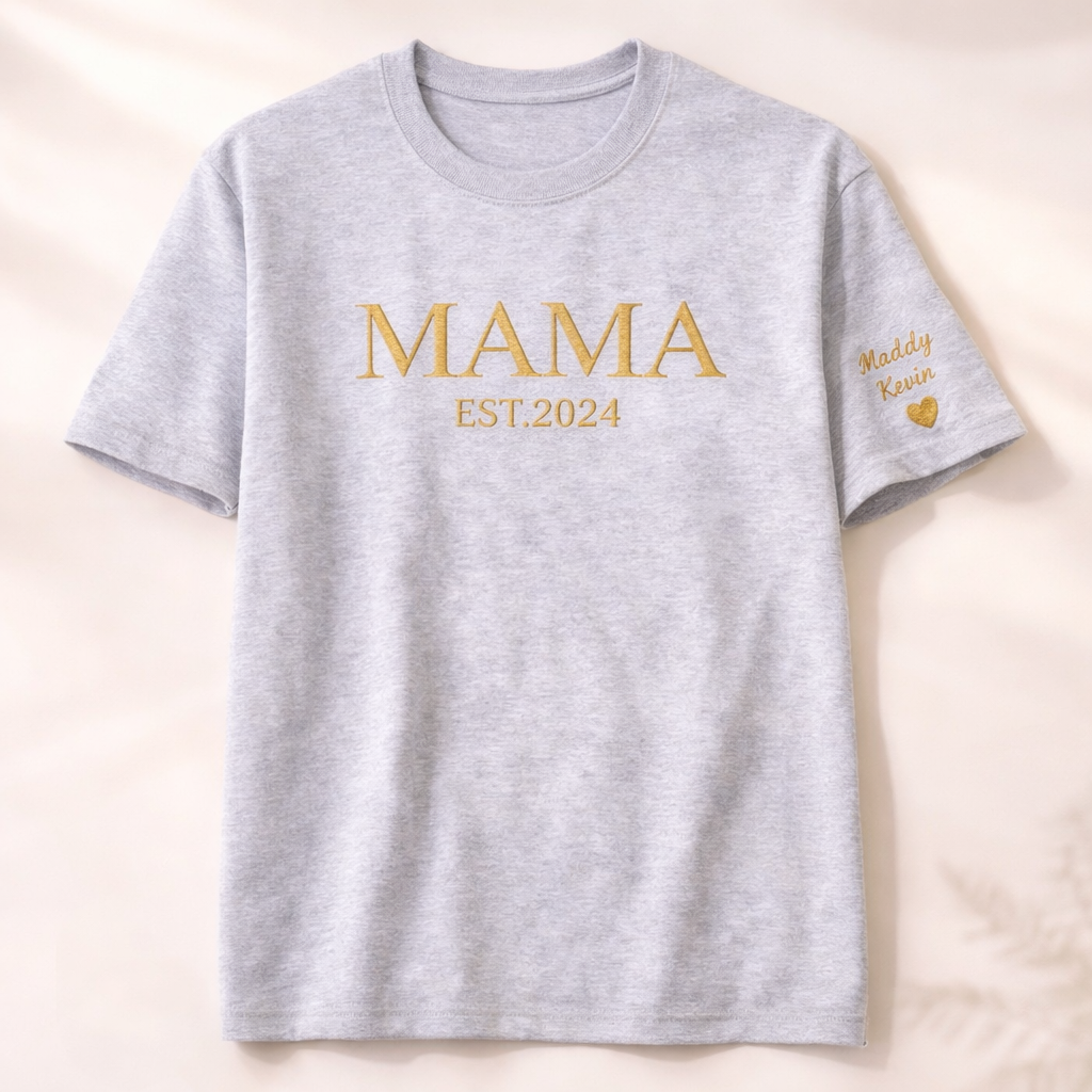 Personalized Mama Embroidered Sweatshirt, Custom Mom Embroidery Hoodie, New Mom Outfit, Pregnancy Reveal Clothing, Happy Mother's Day Gifts - MyFaceSocksAU