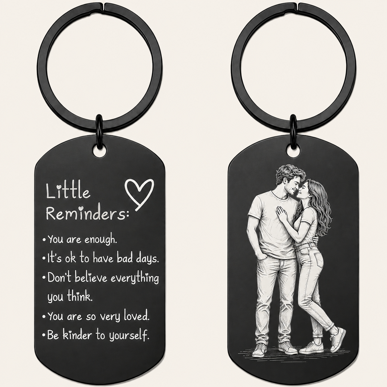 Inspirational Little Reminders Keychain Standard Inspirational Little Reminders Keychain Stainless Steel Dog Tag Gifts for Friends - MyFaceSocksAU