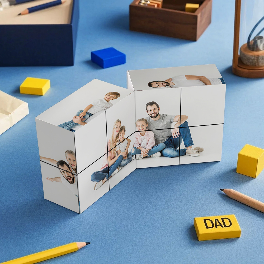 Custom Fathers Day Gift Photo Folding Photo Cube Home Decoration Rubic's Cube - Father's Day Gift