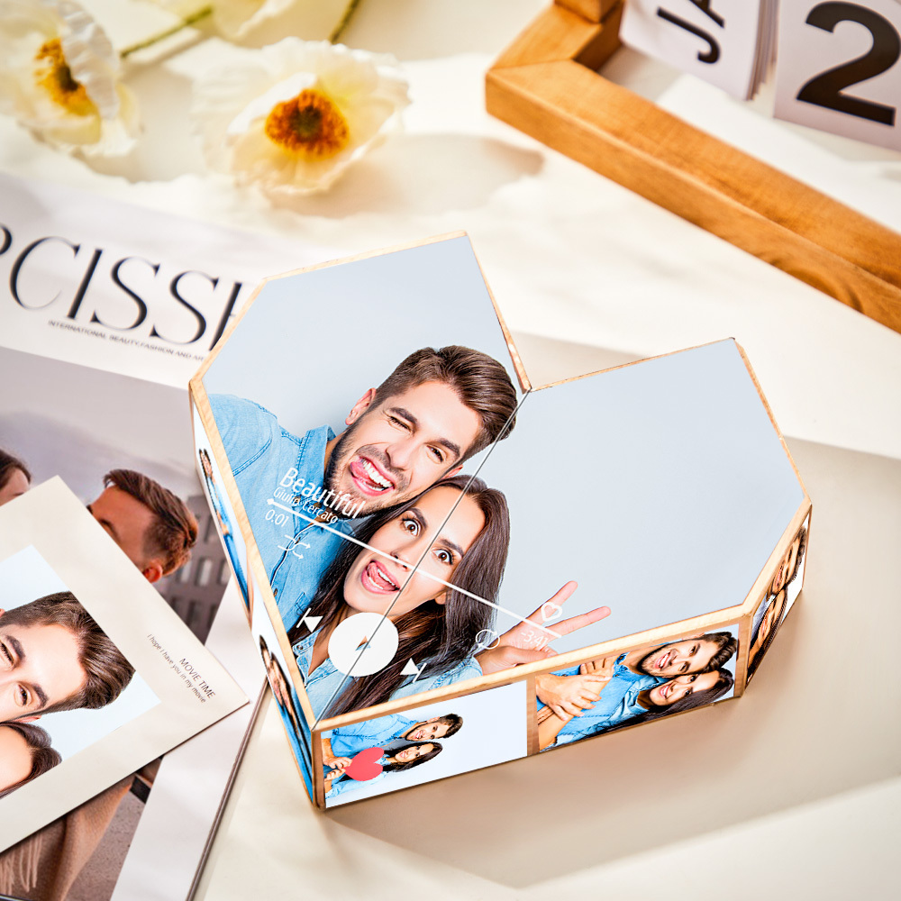 Infinity Cube Custom Photo and Song Name Folding Photo Rubic's Cube Gifts for Couple - MyFaceSocksAU