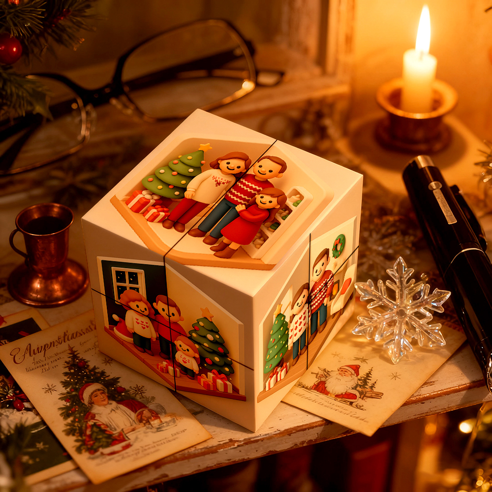 Custom Infinity Photo Rubic's Cube Cartoon Photo Folding Couple Photo Cube Gifts For Christmas Gifts - MyFaceSocksAU