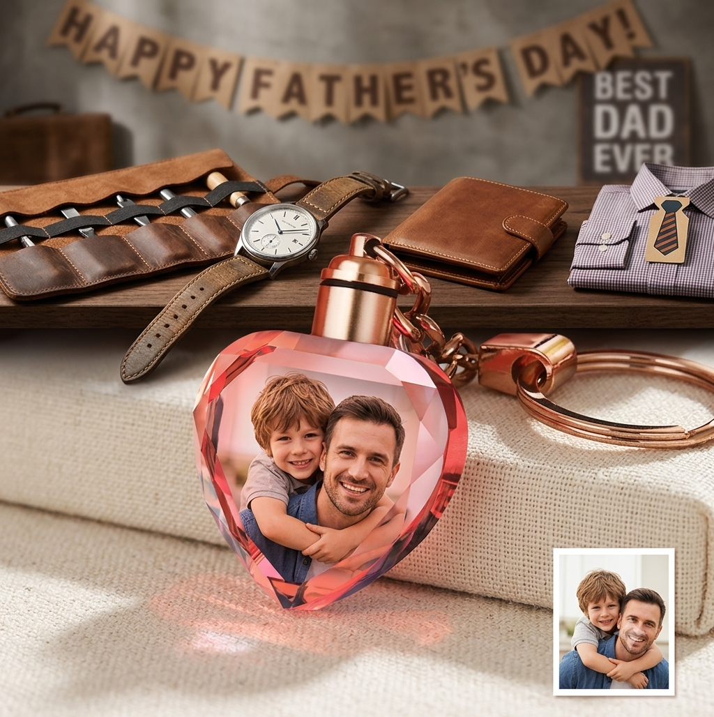 Custom Photo Crystal Keychain Heart-shaped Keychain Gift for Lover