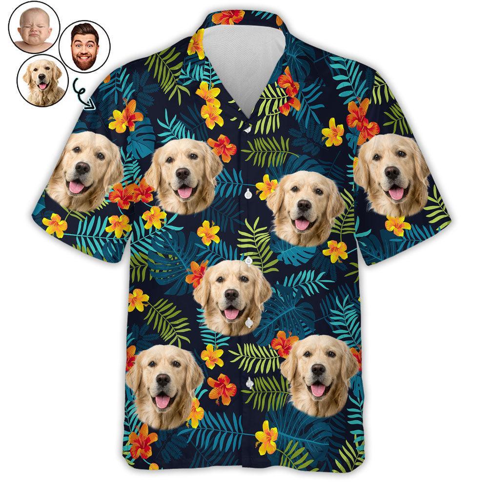 Tropical Vibes Only Custom Photo Hawaiian Shirt, Personalized Tropical Beach Shirt for Men, Funny Summer Vacation Gift - MyFaceSocksAU