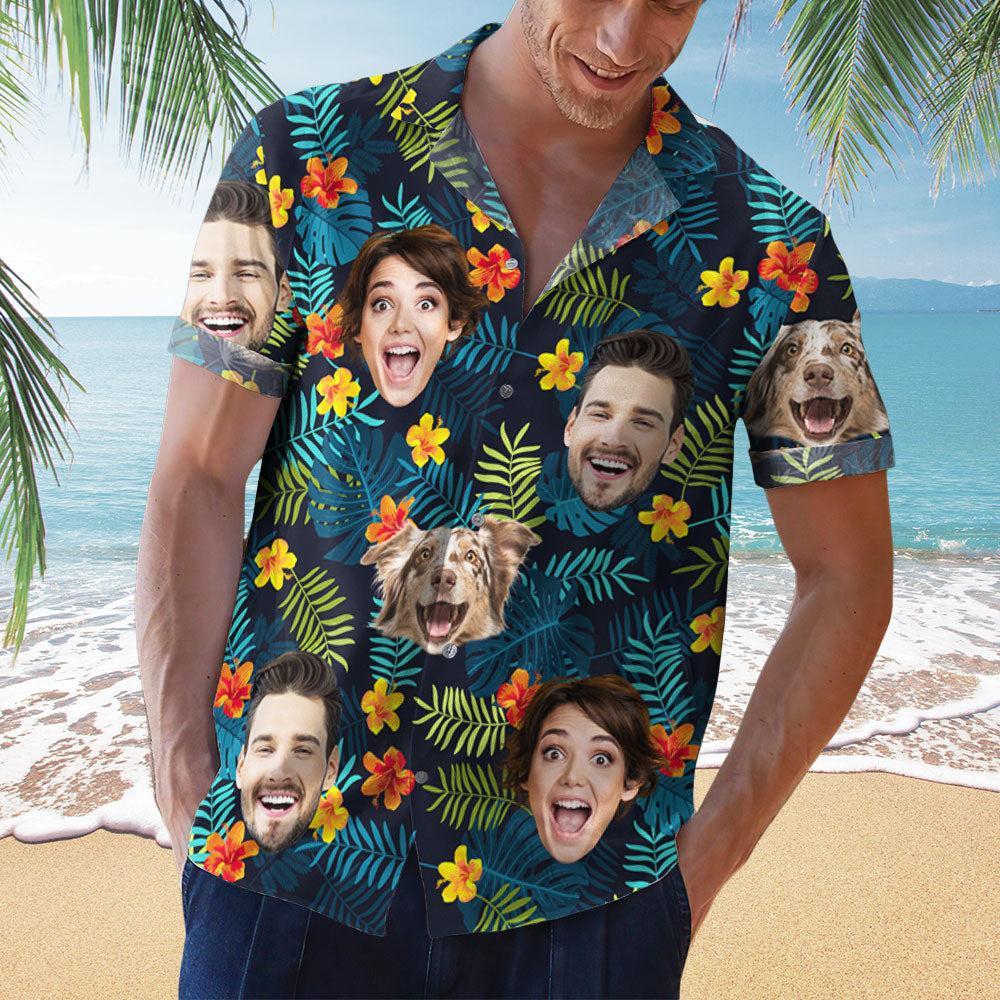Tropical Vibes Only Custom Photo Hawaiian Shirt, Personalized Tropical Beach Shirt for Men, Funny Summer Vacation Gift - MyFaceSocksAU