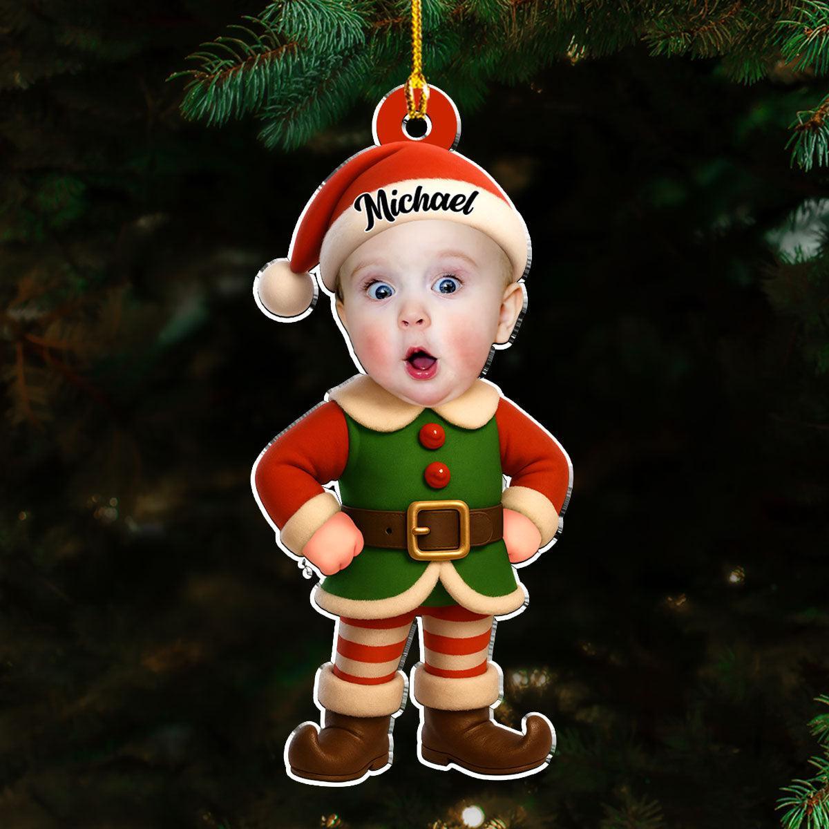 Custom Photo Baby Christmas Ornament for New Parents • Little Elves - Personalized Acrylic Ornament - MyFaceSocksAU