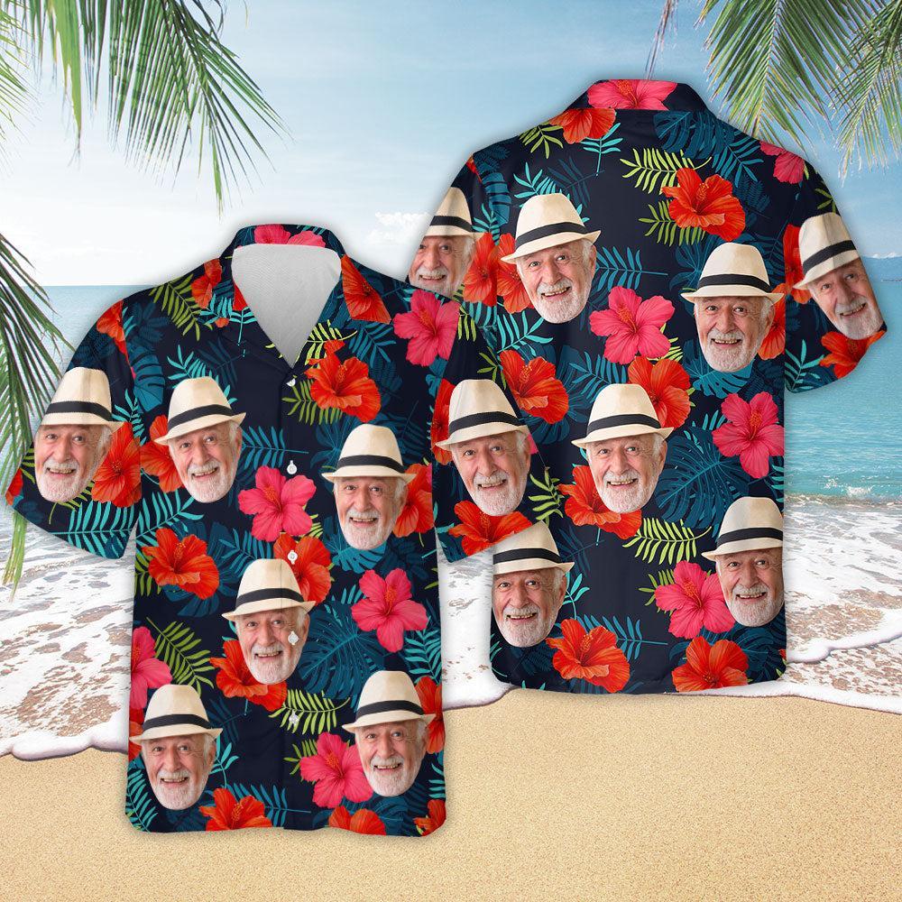 Tropical Vibes Only Custom Photo Hawaiian Shirt, Personalized Tropical Beach Shirt for Men, Funny Summer Vacation Gift - MyFaceSocksAU
