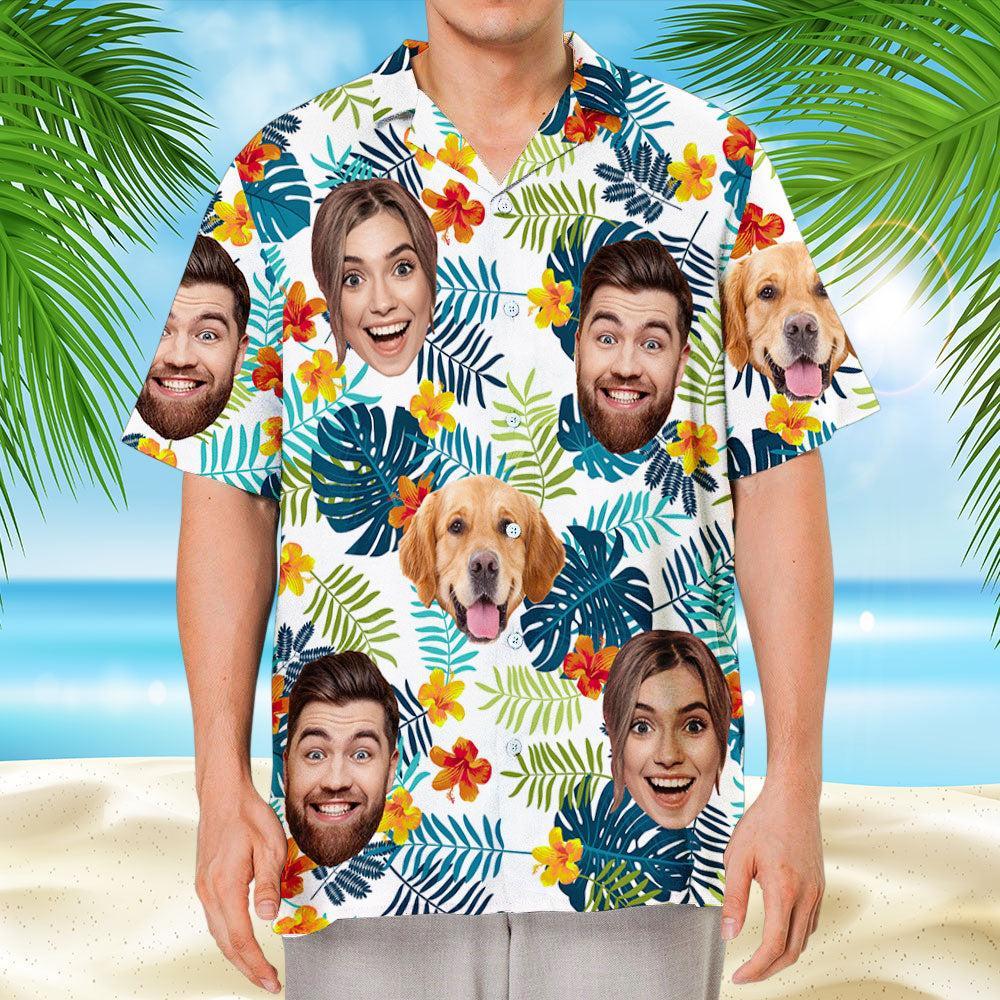 Tropical Vibes Only Custom Photo Hawaiian Shirt, Personalized Tropical Beach Shirt for Men, Funny Summer Vacation Gift - MyFaceSocksAU