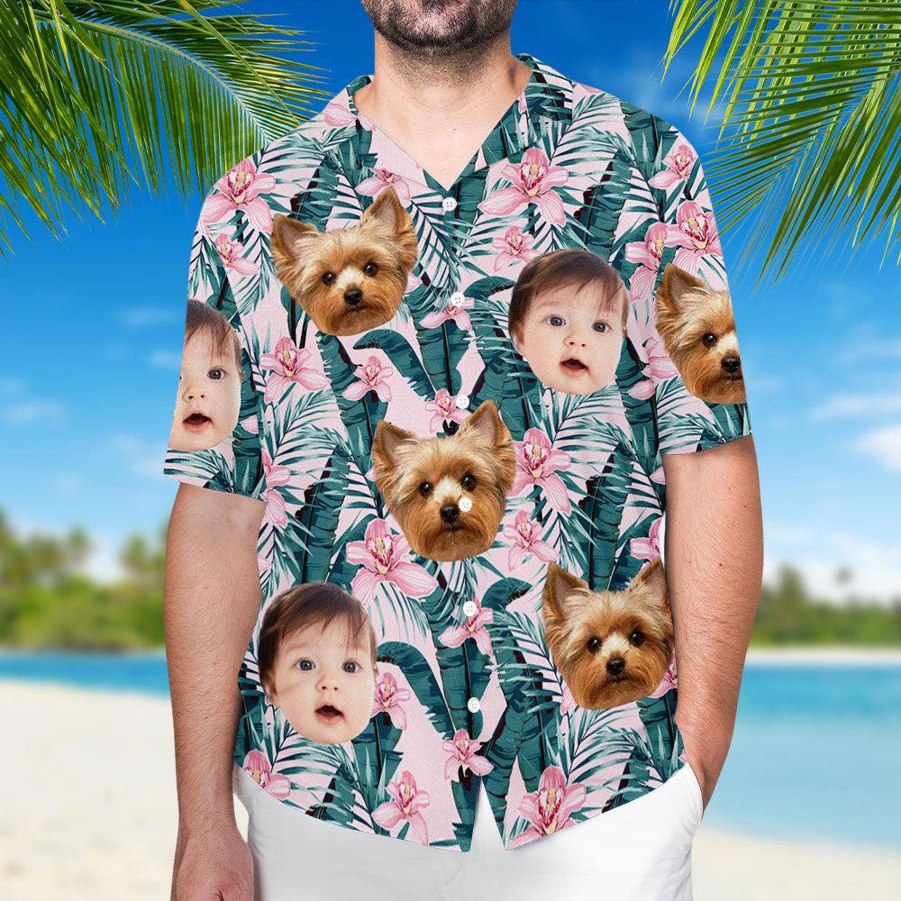 Tropical Vibes Only Custom Photo Hawaiian Shirt, Personalized Tropical Beach Shirt for Men, Funny Summer Vacation Gift - MyFaceSocksAU
