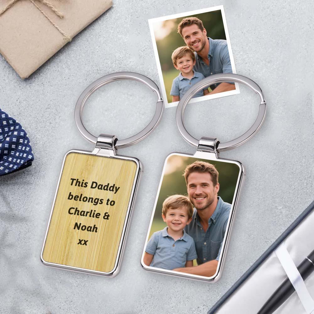 Personalised Dad Photo Keyring, Father's Day Gift for Dad Grandad, Photo Keychain, Gift for Daddy, Gift From Children, New Baby Gift