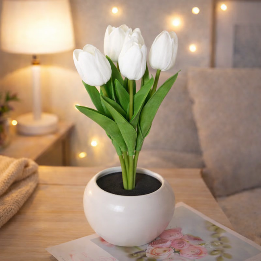 Personalized LED Tulip Night Light with 3 Power Modes Romantic Artificial Bloom Lamp, Unique Mother’s Day Gift for Mom - MyFaceSocksAU