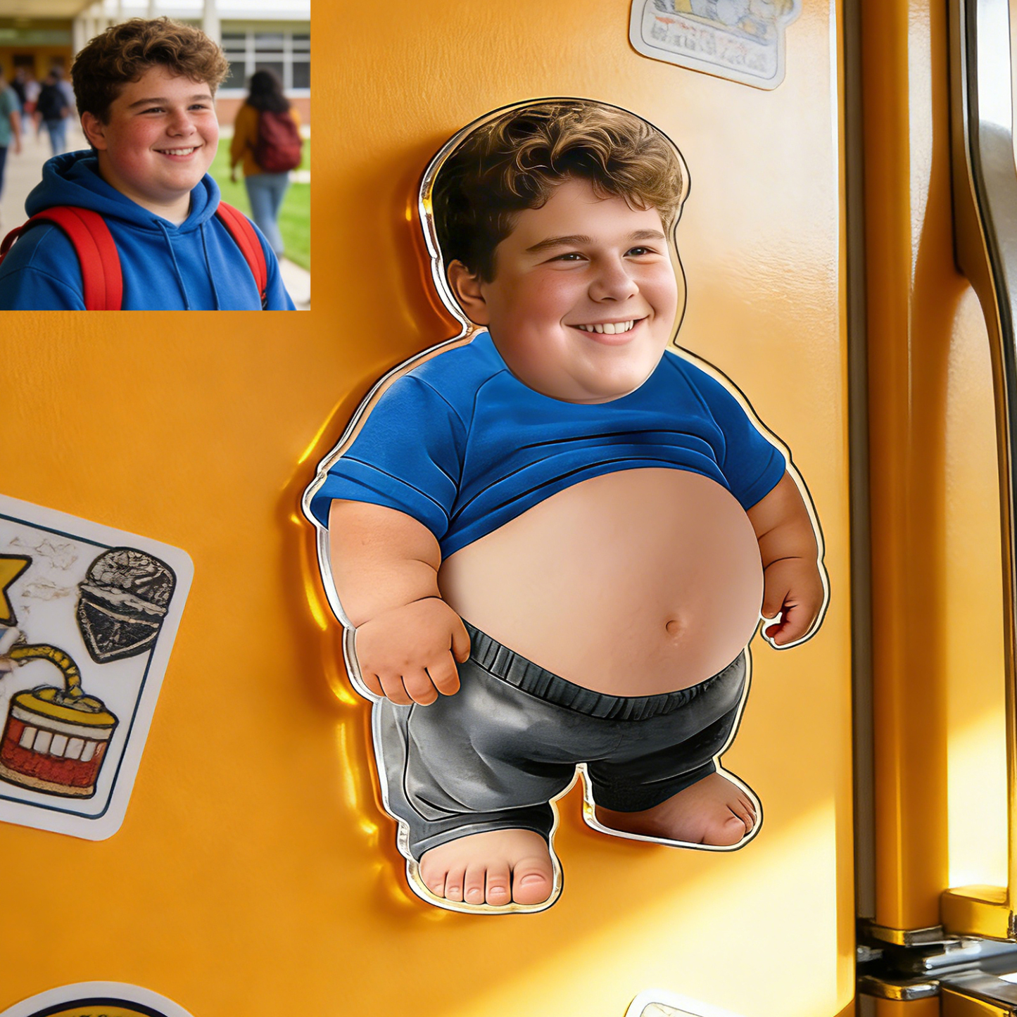 Custom Face Squishy Belly Anti-collision Acrylic Fridge Magnet – Personalized Photo Fridge Magnet with Soft Squeeze Belly, Cute Funny Gift for Couples & Friends - MyFaceSocksAU