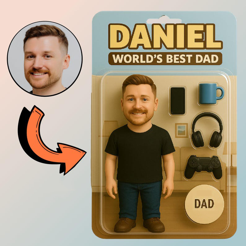 Fully Body Customizable 3D Effect Action Figure Pack Packaging Toy Box Style Art Gift Personalized Acrylic Car Hanger Gift for Papa Father's Day Gifts - MyFaceSocksAU
