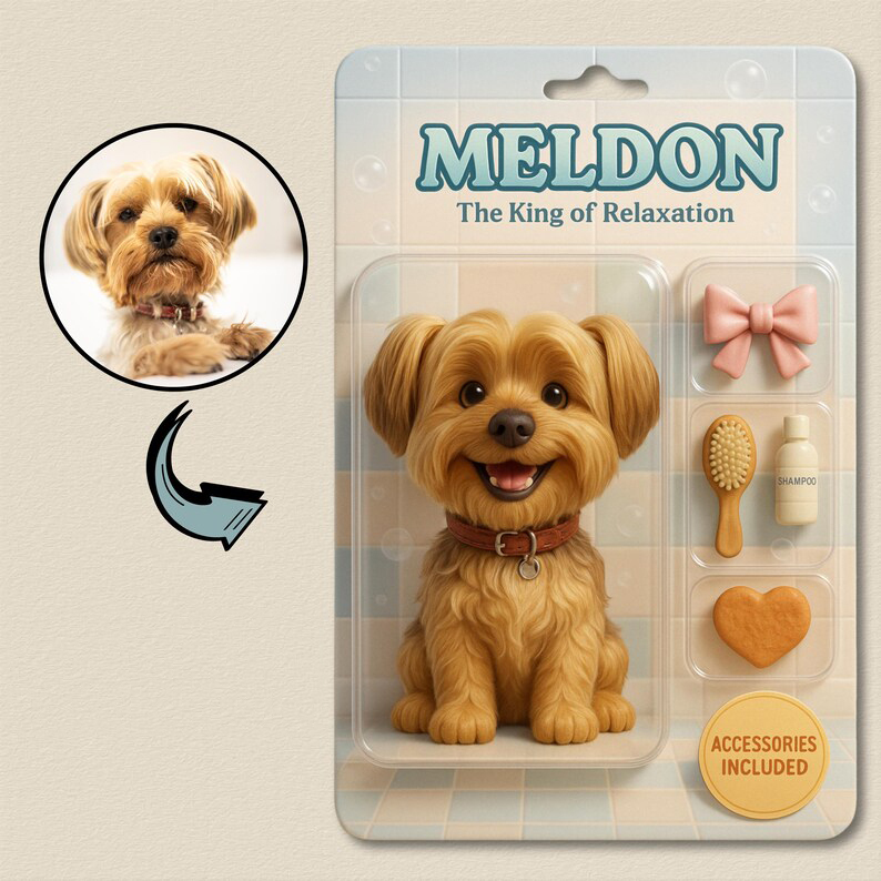 Fully Body Customizable 3D Effect Action Figure Pack Packaging Toy Box Style Art Gift Personalized Acrylic Car Hanger Gift for Pet Lovers - MyFaceSocksAU