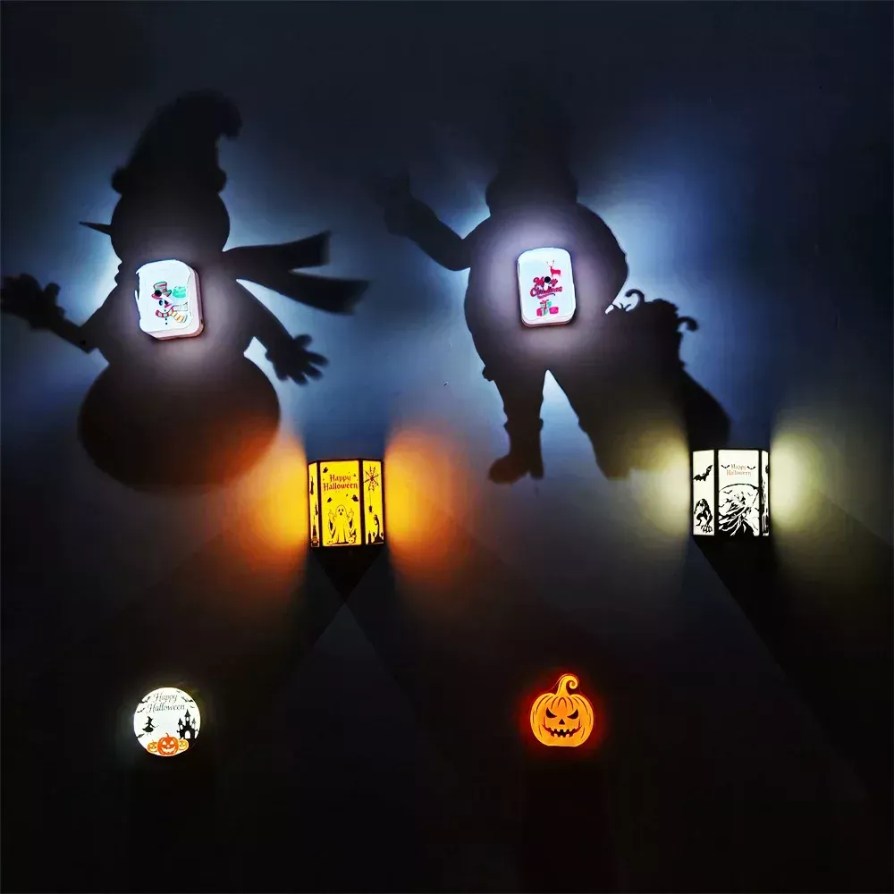 Halloween & Christmas Shadow Projection Night Light – PLA Ambient Wall Lamp, Decorative Mood Light for Bedroom, Party & Holiday Home Decor - MyFaceSocksAU