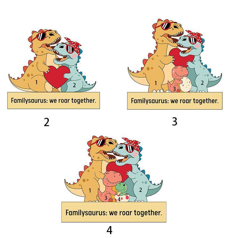Personalized Wooden Dinosaur Family Puzzle – Custom Pine Blocks with 2–4 Names