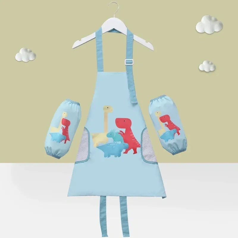 Children's Art Mess-Free Painting Apron - Blue Dinosaur - MyFaceSocksAU