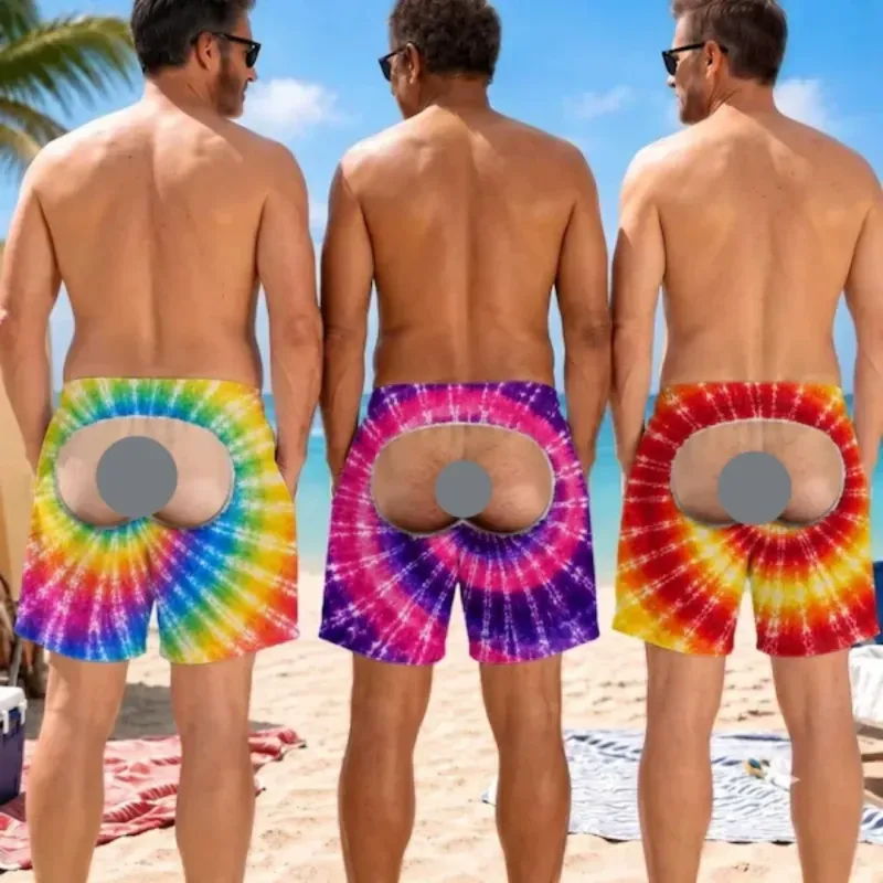 Custom Funny Men Swim Trunks Novelty Optical Illusion Swim Shorts Funny Novelty Party Board Shorts Gift for Husband Boyfriend - MyFaceSocksAU